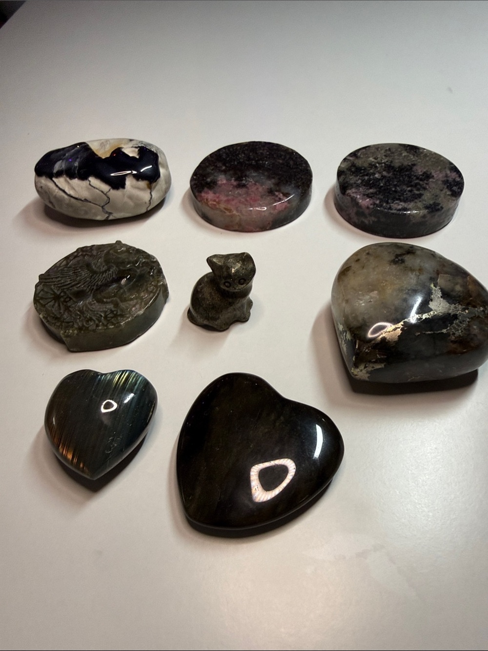 Assorted Crystals Decorative Gemstone Lot - Black, Gray, Green, Pink